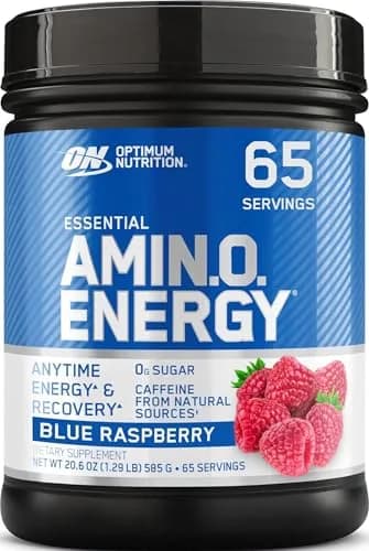 Optimum Nutrition Amino Energy Blue Raspberry Powder | 5g Amino Blend, 100mg Caffeine, 65 Servings (20.6 oz / 584 g) thumbnail 1