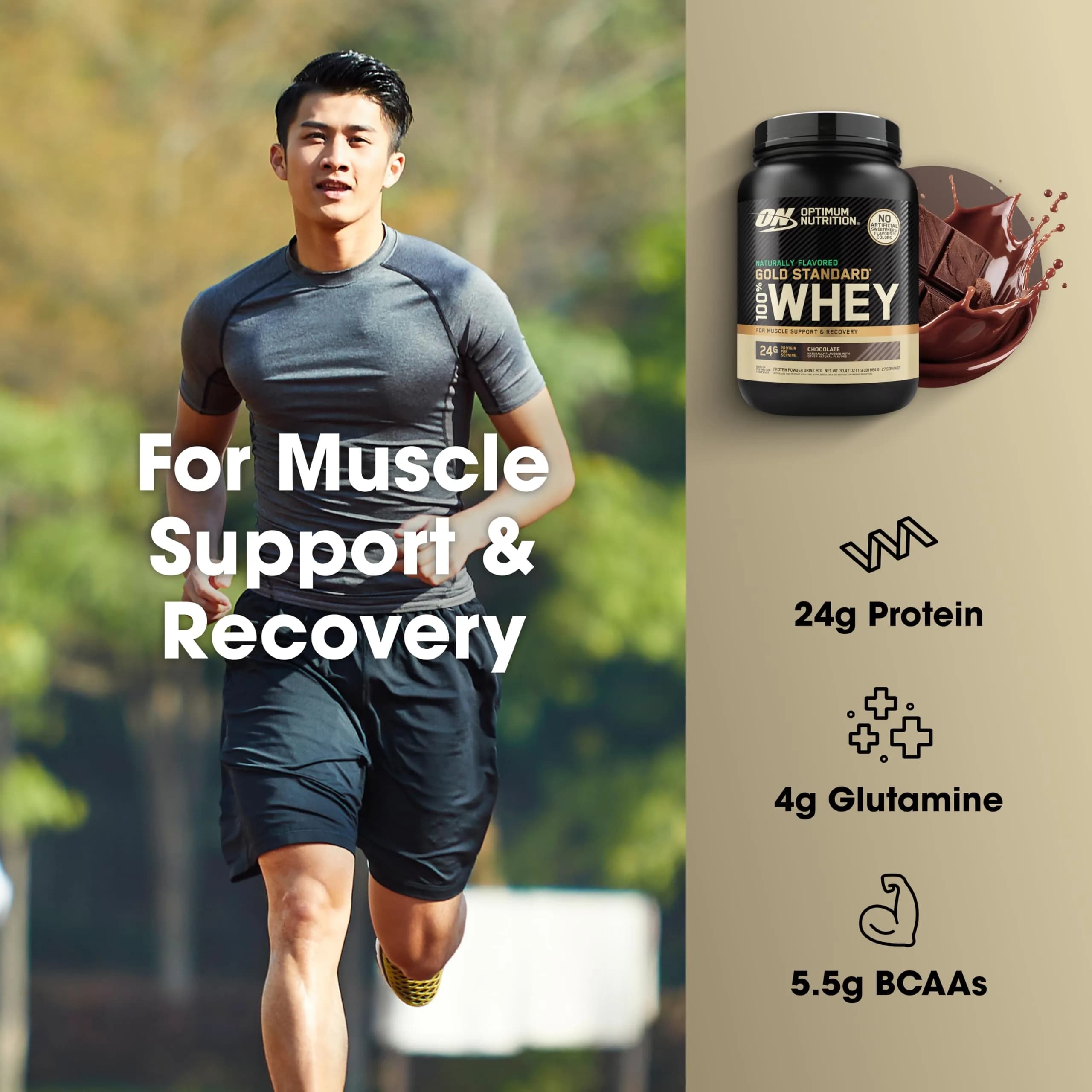Optimum Nutrition Gold Standard 100% Whey Protein Powder Chocolate 907 g (2 LB) | 24g Protein Per Serving - view 5
