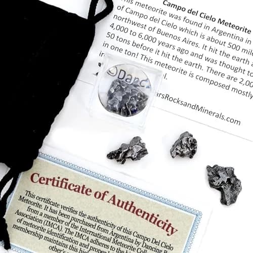 DANCING BEAR Meteorite from Space, 3 pcs Campo del Cielo with Magnifying Box & Certificate | Genuine Iron-Nickel Meteorites (3/8-1/2 inch) thumbnail 1