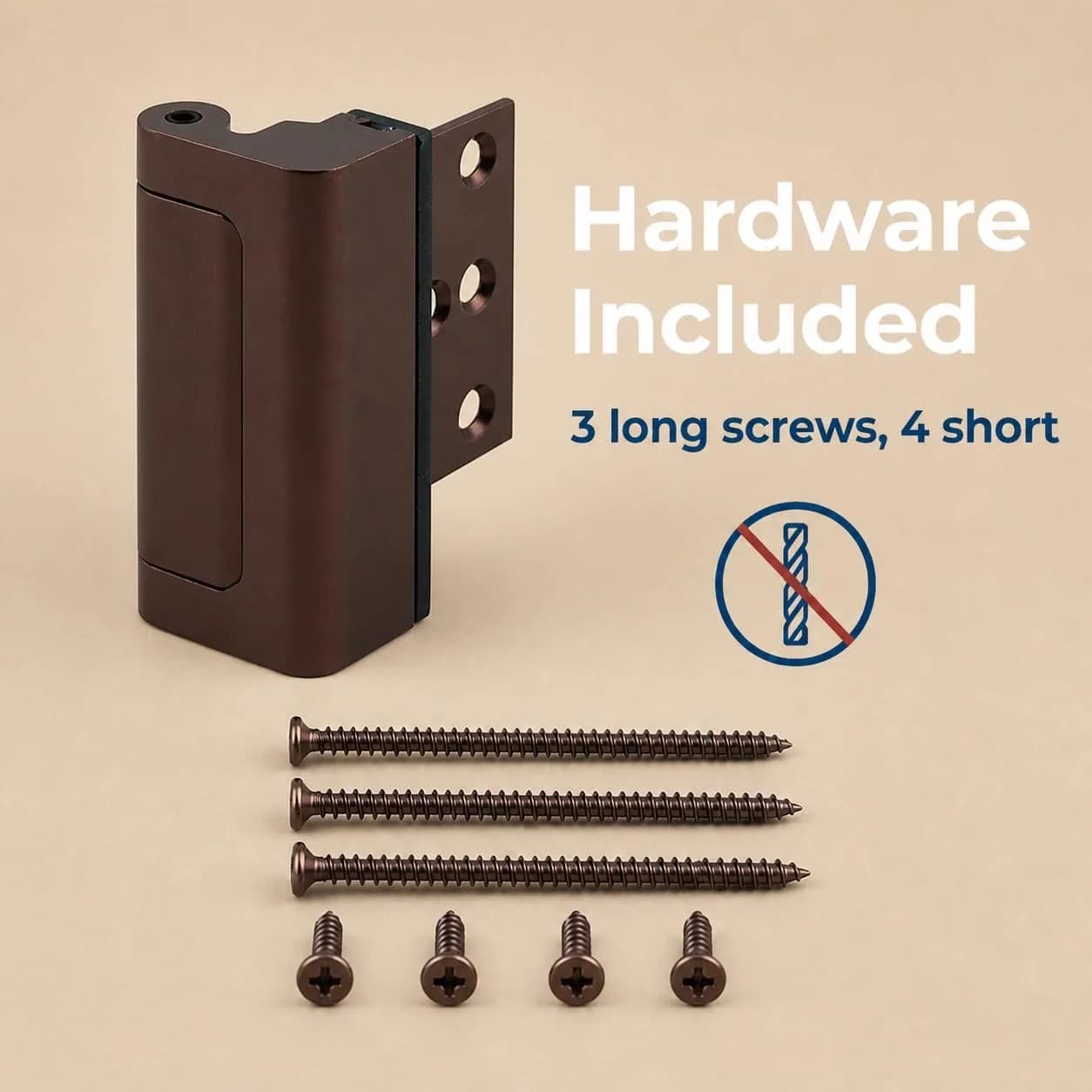 Prime-Line U 11126 Door Reinforcement Lock 7.6 cm (3 in.) | Adds Extra Security to Swing-In Doors - view 5