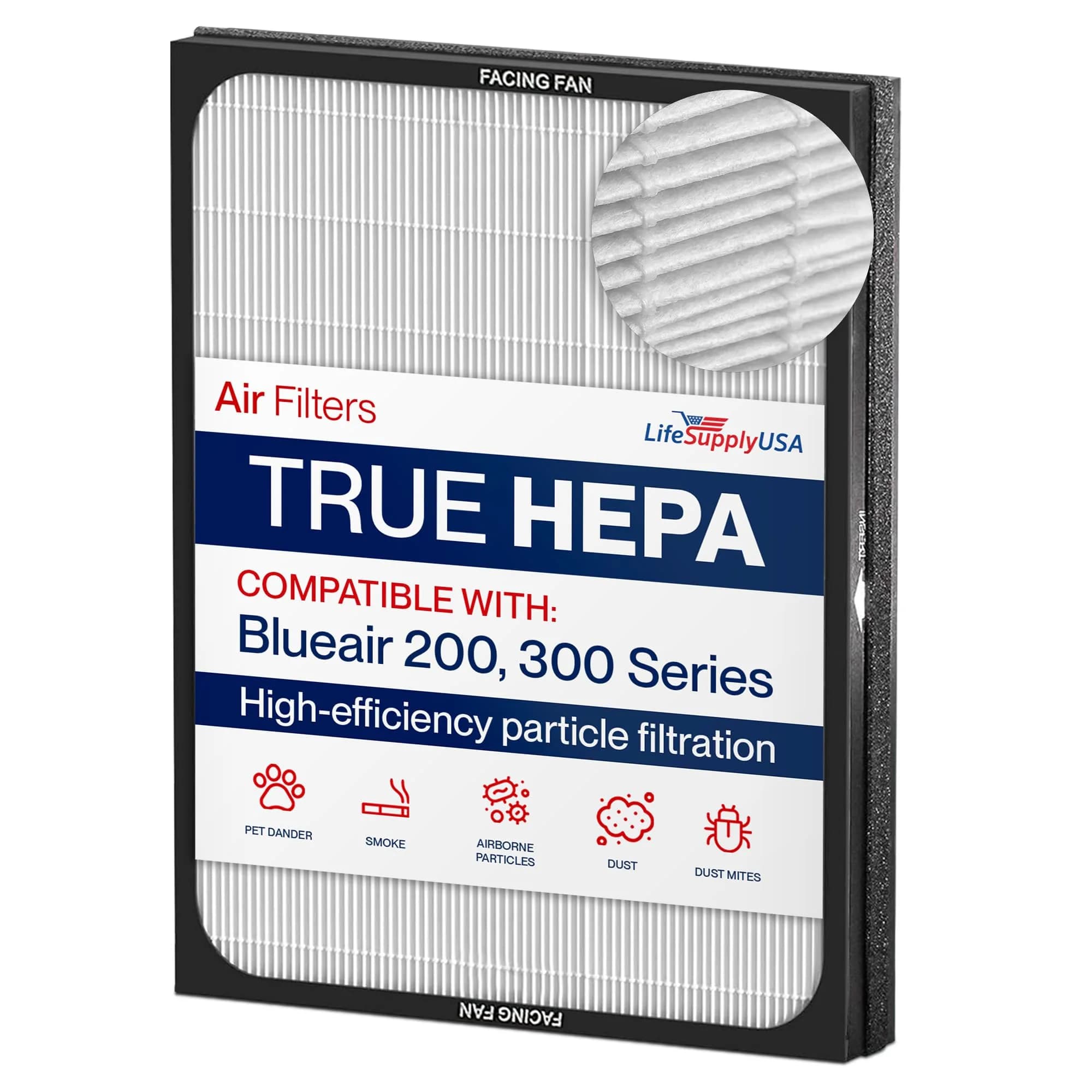 LifeSupplyUSA Classic 200/300 Series HEPA Filter Compatible with Blueair Air Purifier Models 201, 203, 205, 215B, 250E, 270E, 303 | Fiberglass, 18 3/4" x 14 3/4" x 2 1/4"