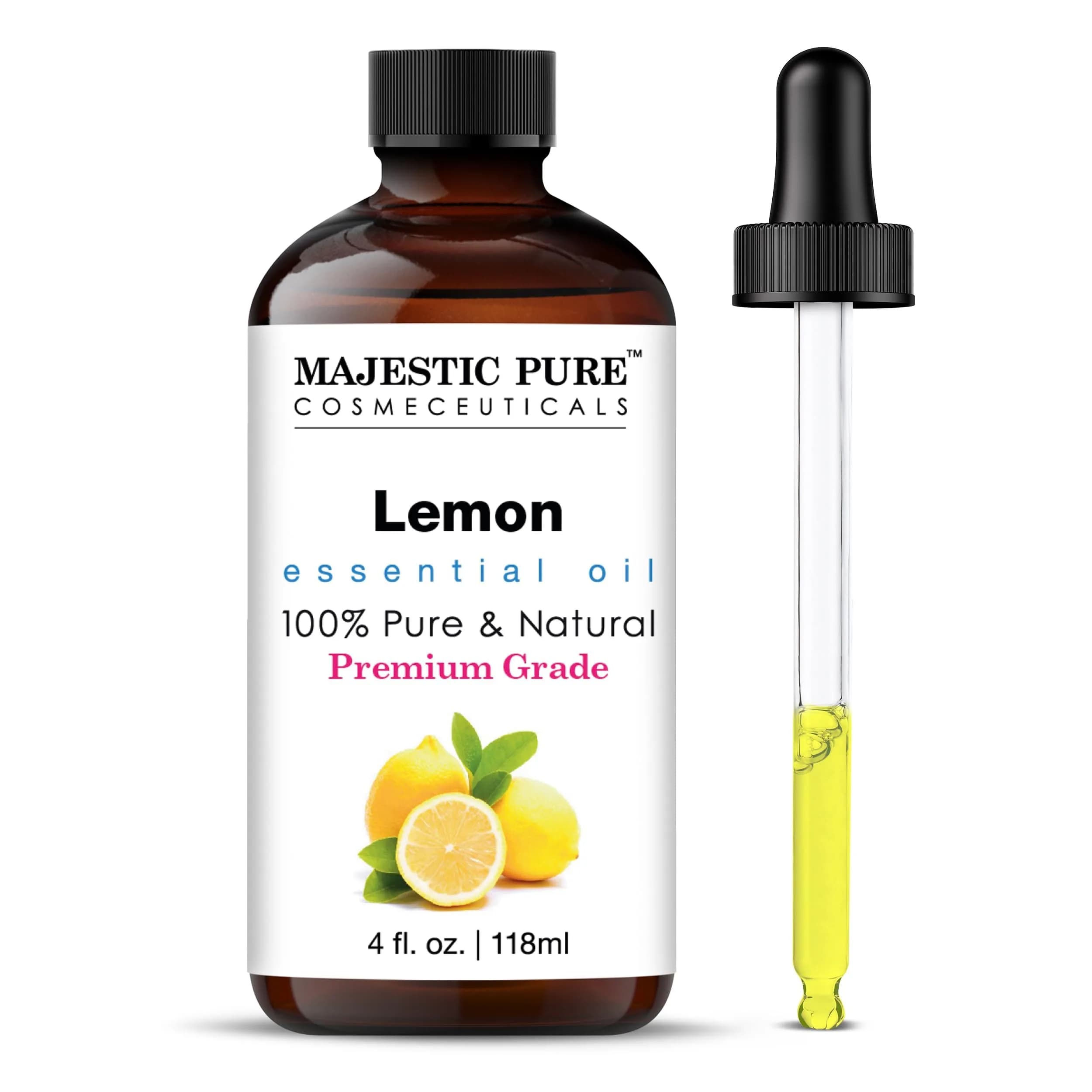 Majestic Pure Lemon Essential Oil 120ml (4 Fl Oz) | Pure & Natural Aromatherapy Oil - main product image