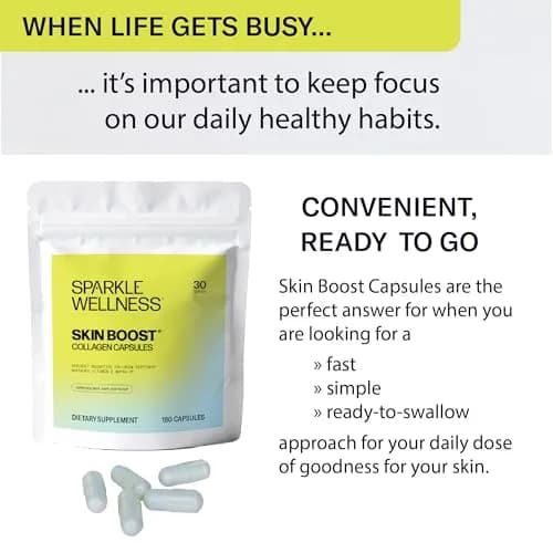 Sparkle Wellness VERISOL Collagen Peptides Capsules for Skin, Hair & Nails | 2500mg Collagen & Vitamin C, 180 Pills, 30 Days thumbnail 9