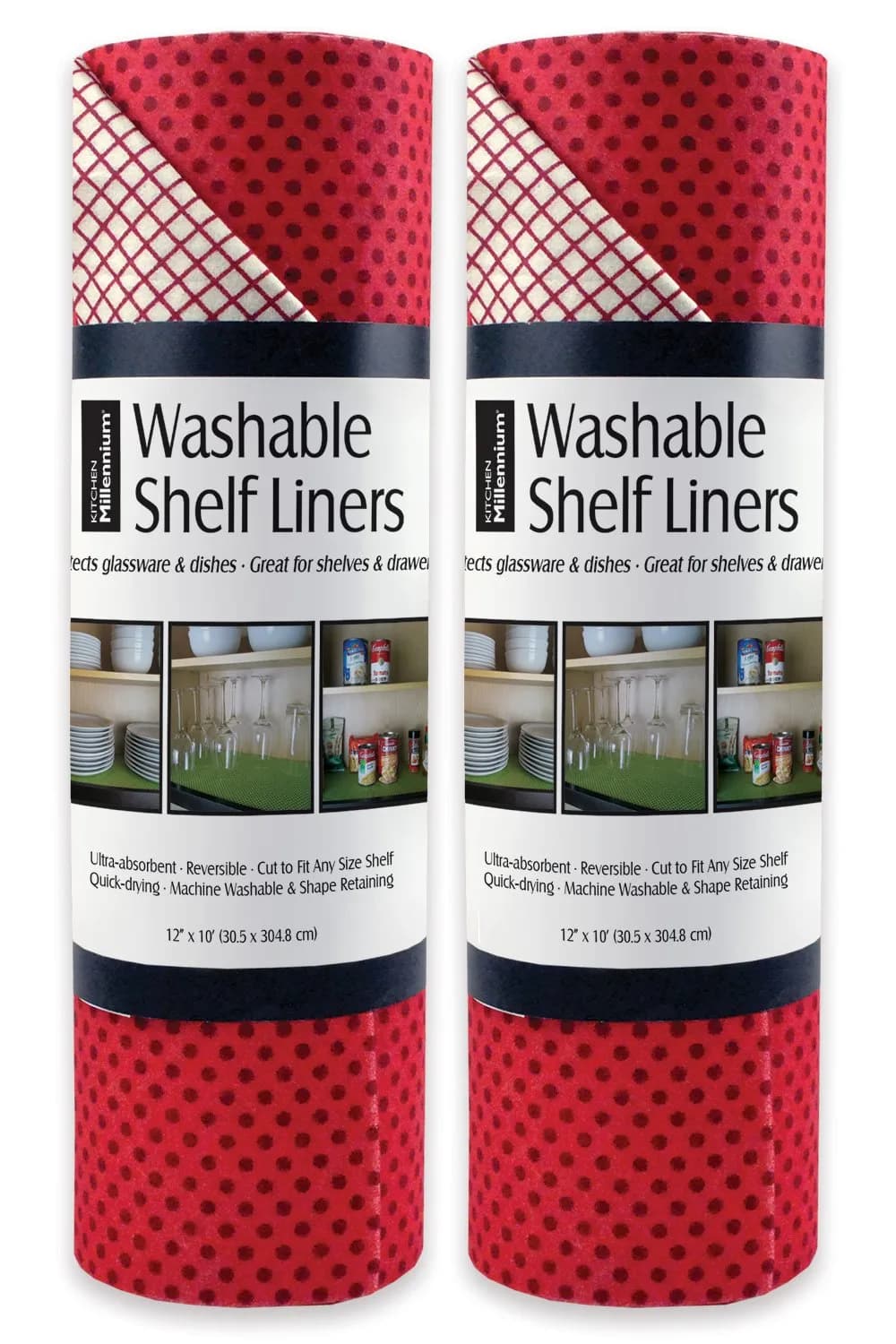 DII Fridge & Shelf Liner Collection Non-Adhesive 12x20 in Tango Red Dots | Washable & Cut to Fit — Tango Red Dots