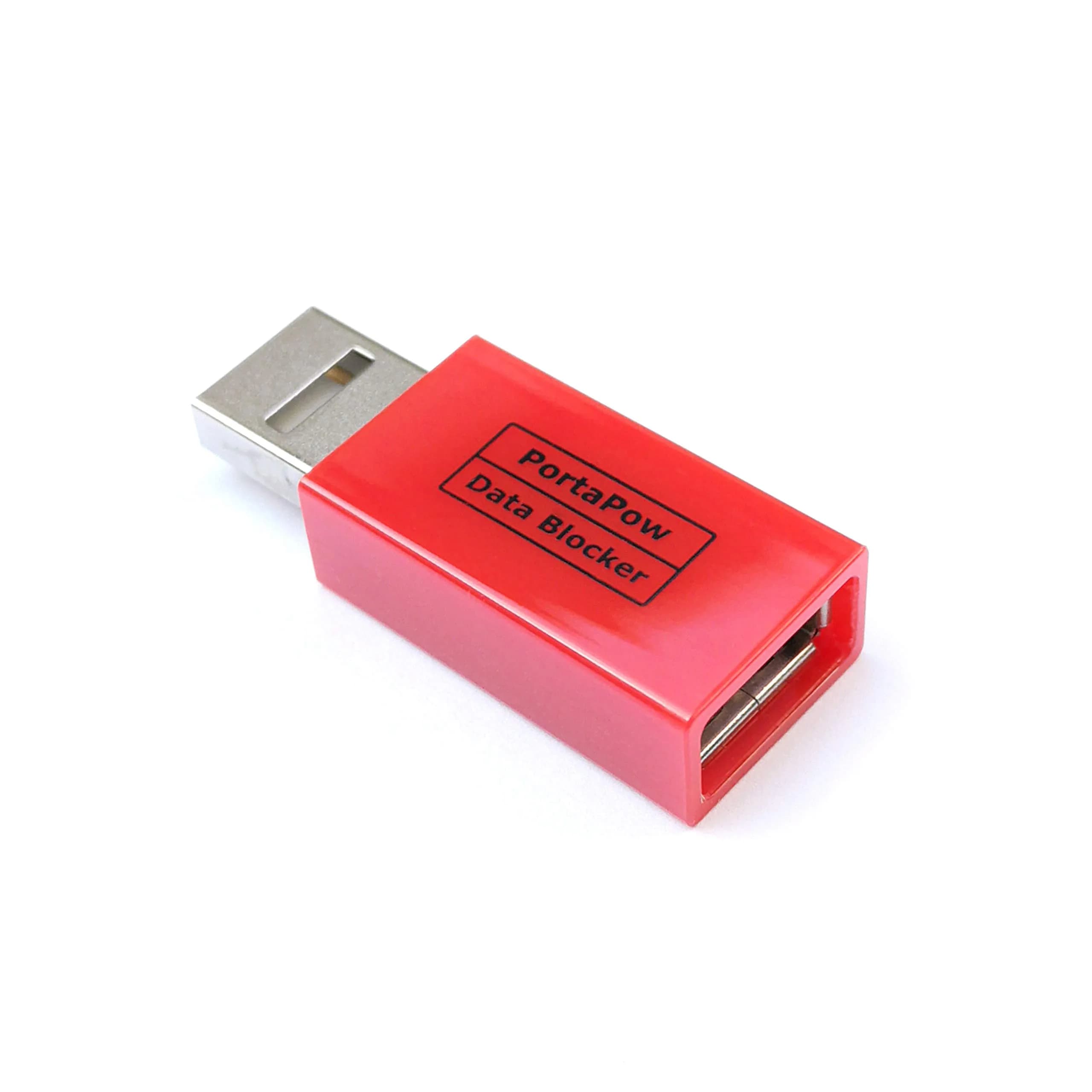 PortaPow USB Data Blocker Red 3cm (0.1 ft) | Protects Against Juice Jacking - main product image