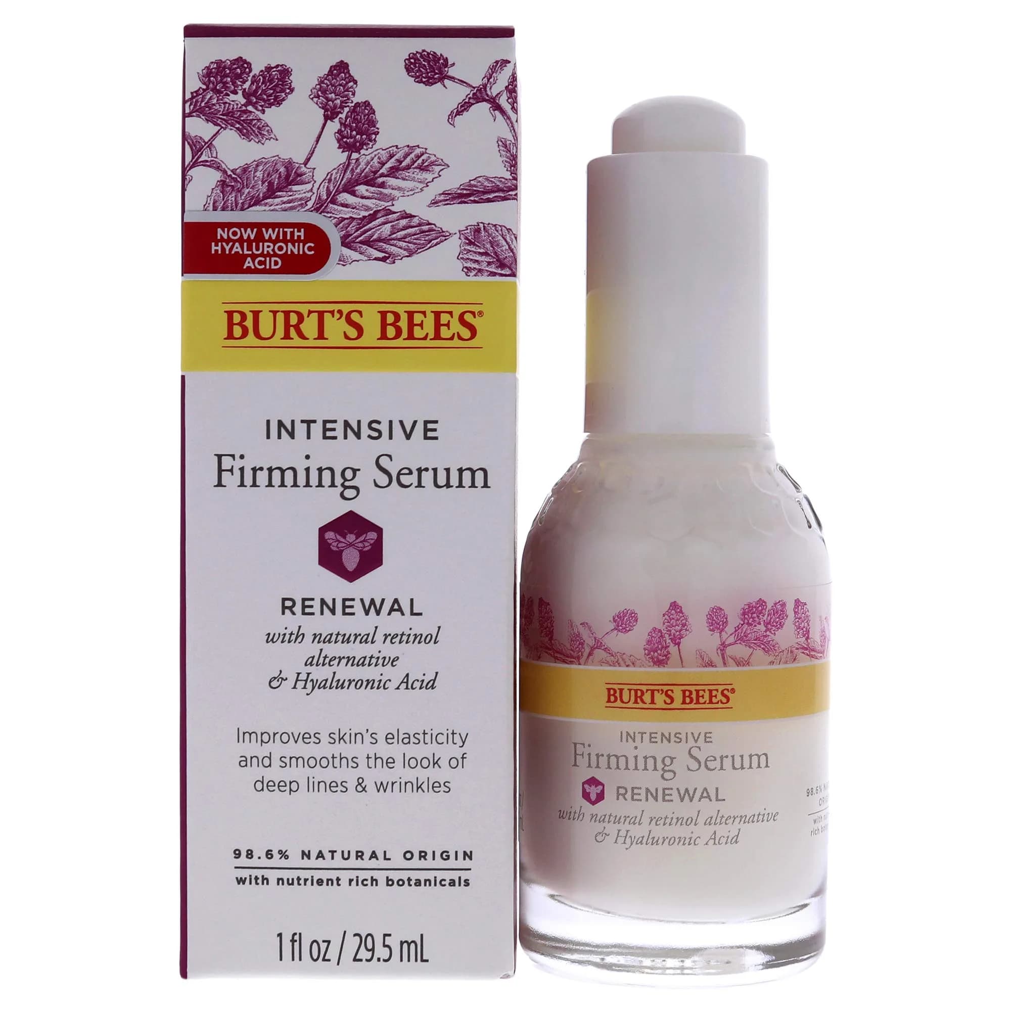 Burt's Bees Renewal Intensive Firming Serum with Bakuchiol 1 oz | Natural Retinol Alternative — Cranberry