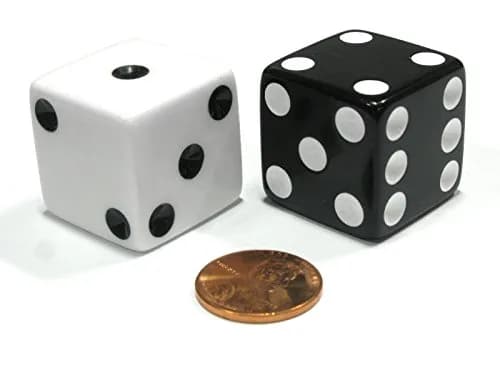 Koplow Games Set of 2 Inverse D6 25mm Large Opaque Jumbo Dice | White and Black thumbnail 1