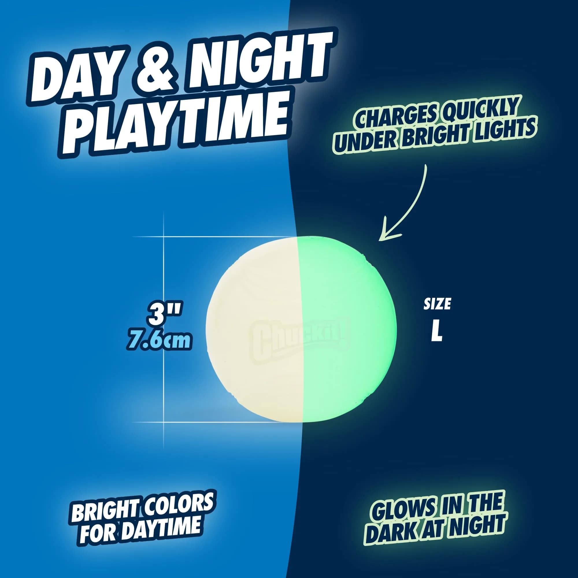 Chuckit! Max Glow Ball for Dogs, Large 7.6 cm (3 in) | Glows for 30 Min After 5 Min Charge - view 5