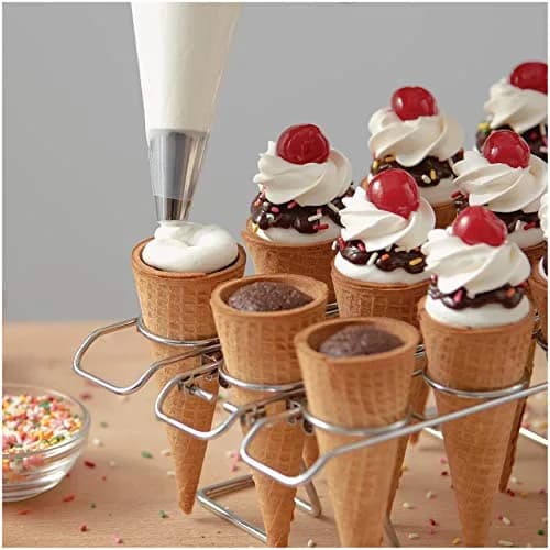 Wilton Cupcake Cones Baking Rack, 12-Cavity Ice Cream Cone Cupcakes Holder | Oven-Safe Steel Stand for Cupcake Cones thumbnail 3