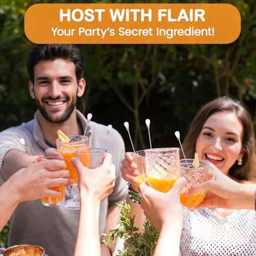 kilofly Rhinestone Party Stir Swizzle Stick Set of 4 | Elegant Stainless Steel Drink Stirrers with Rhinestones thumbnail 7