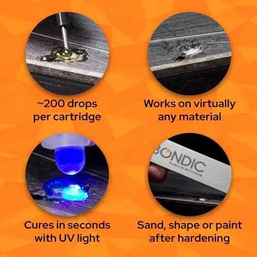 Bondic LED UV Liquid Plastic Welder Refill Cartridges | Fast UV Curing, Waterproof, 2 Tubes thumbnail 3