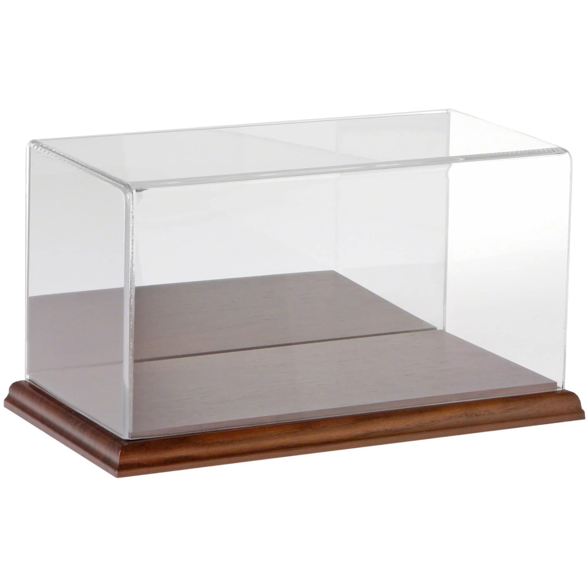 Plymor Clear Acrylic Display Case with Hardwood Base 10" W x 5" D x 5" H | Modern Showcase for Collectibles