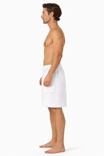 Turkish Linen Adjustable Body Wrap Towel for Men (White, One Size) | Absorbent & Comfortable thumbnail 4