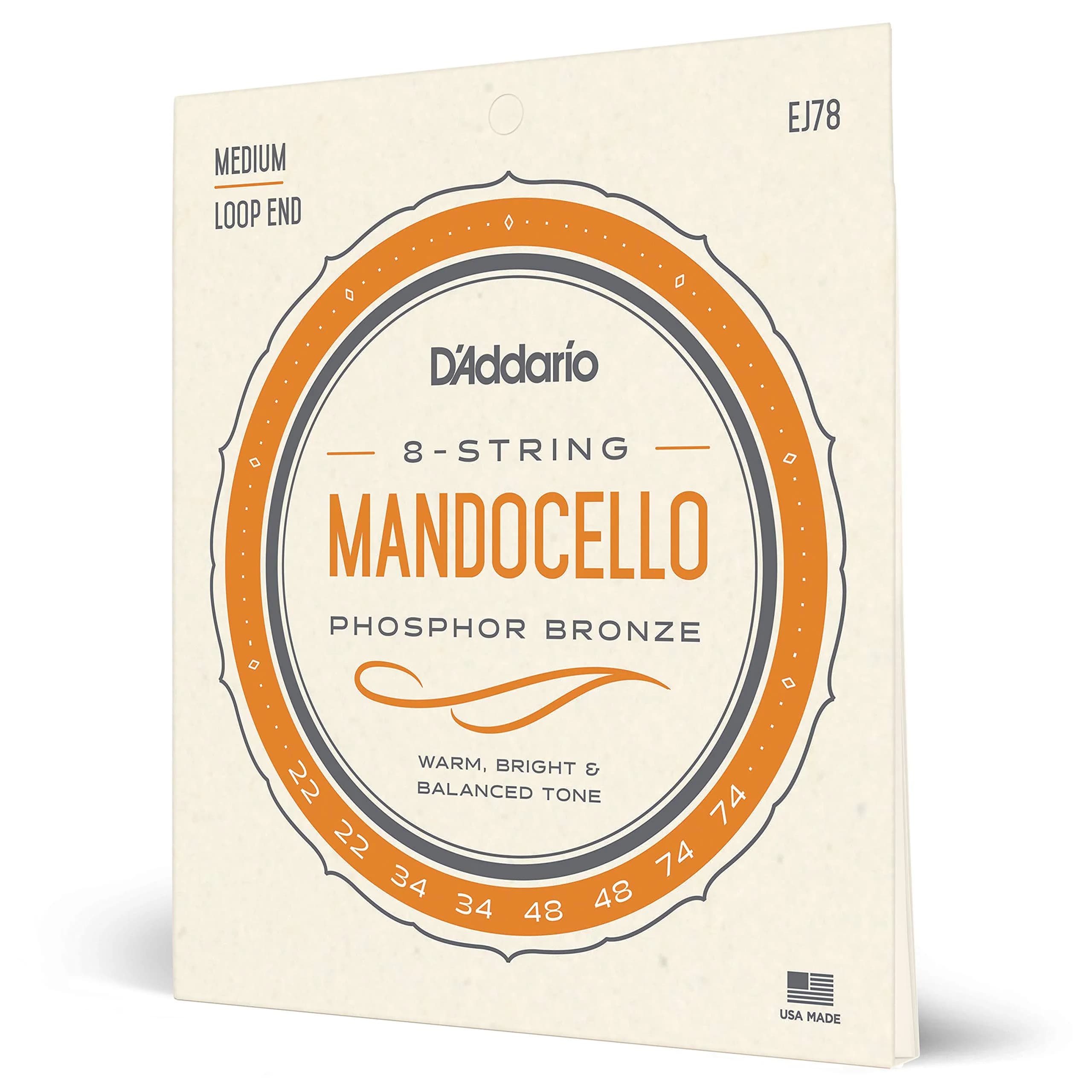 D'Addario J78 Phosphor Bronze Mandocello Strings, 22-74 Gauges | Warm, Bright Tone - main product image