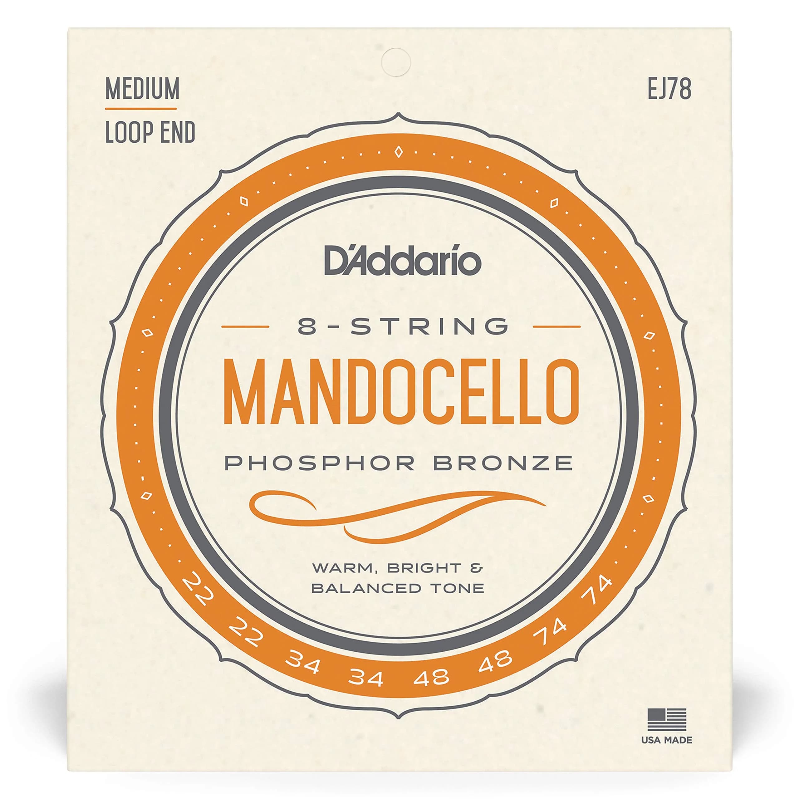 D'Addario J78 Phosphor Bronze Mandocello Strings, 22-74 Gauges | Warm, Bright Tone - view 2
