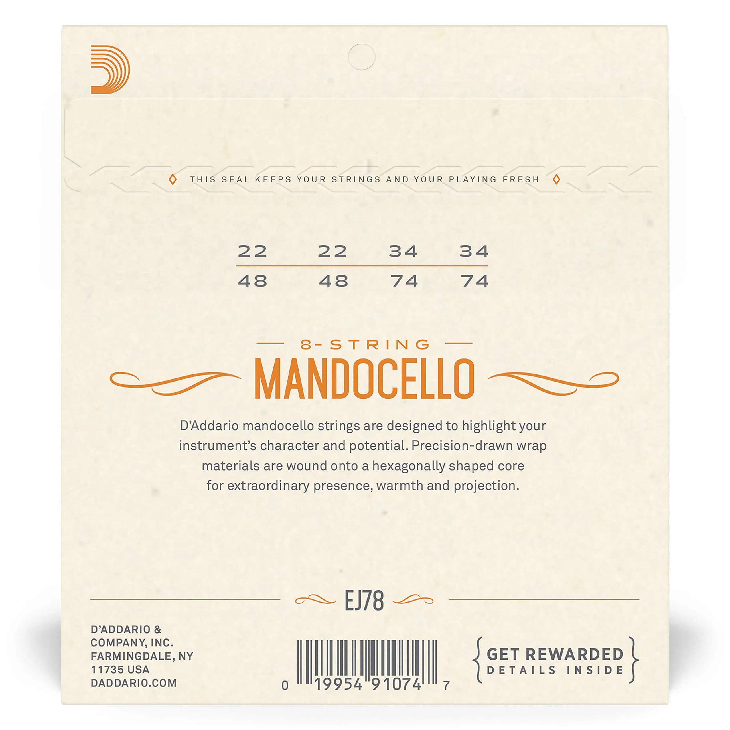 D'Addario J78 Phosphor Bronze Mandocello Strings, 22-74 Gauges | Warm, Bright Tone - view 3