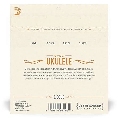 D'Addario Nyltech Bass Ukulele Strings EJ88UB - 4-String Set | Optimized for GCEA Tuning thumbnail 3