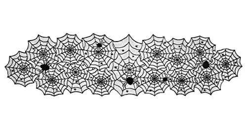 DII Black Lace Overlay Tabletop Collection Gothic Halloween Decor 18x72 | Spider Web thumbnail 1