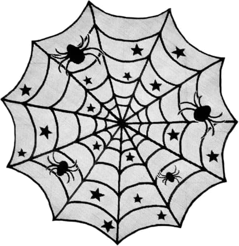 DII Black Lace Overlay Tablecloth 40" Round | Gothic Halloween Spider Web Decor thumbnail 1