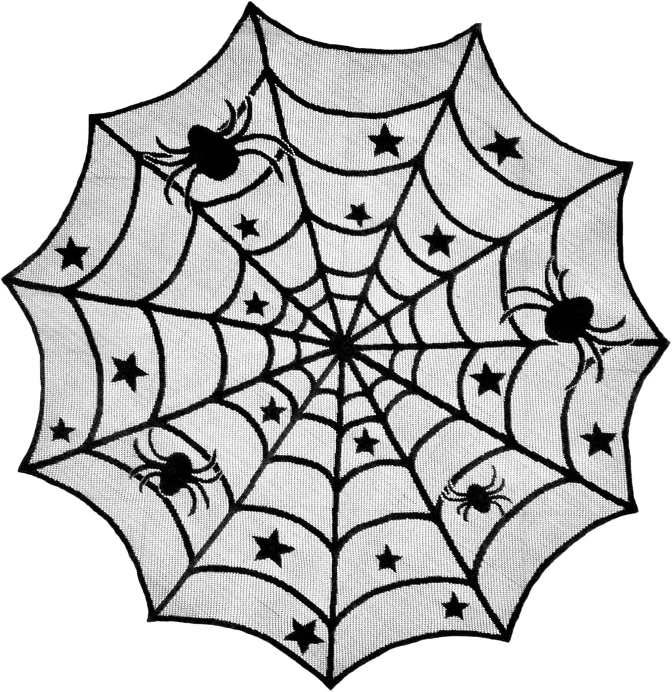 DII Black Lace Overlay Tablecloth 40" Round | Gothic Halloween Spider Web Decor — Spider Web