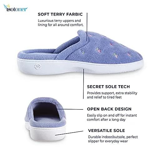 isotoner Women's Indoor/Outdoor Slip-on Secret Sole Clog Slippers 9.5-10 | Memory Foam Comfort & Heal Support thumbnail 3