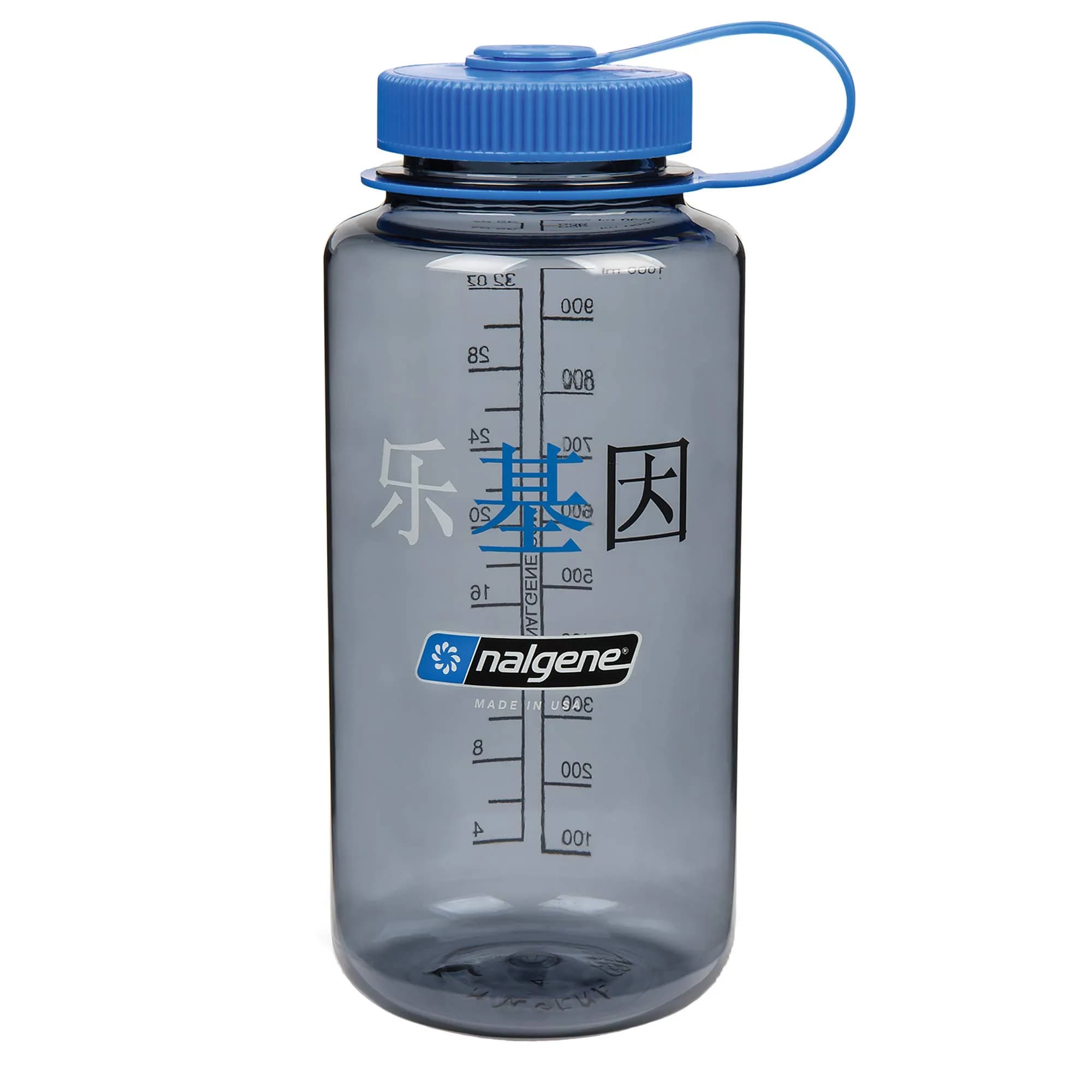 Nalgene Wide Mouth Water Bottle, Blue, 1 L (32 oz) | Durable & Leak-Proof for Everyday Adventures — Gray Happy Gene / Bottle