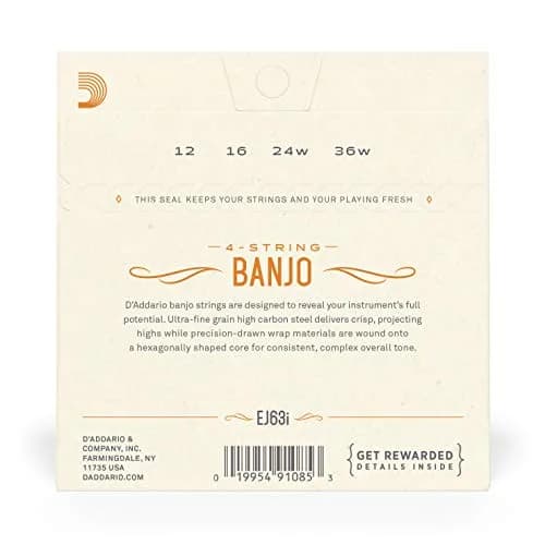 D'Addario EJ63i Irish Tenor Banjo Strings Nickel-Plated Steel 0.30mm (12-36 Gauge) | Warm, Bright Tone thumbnail 3