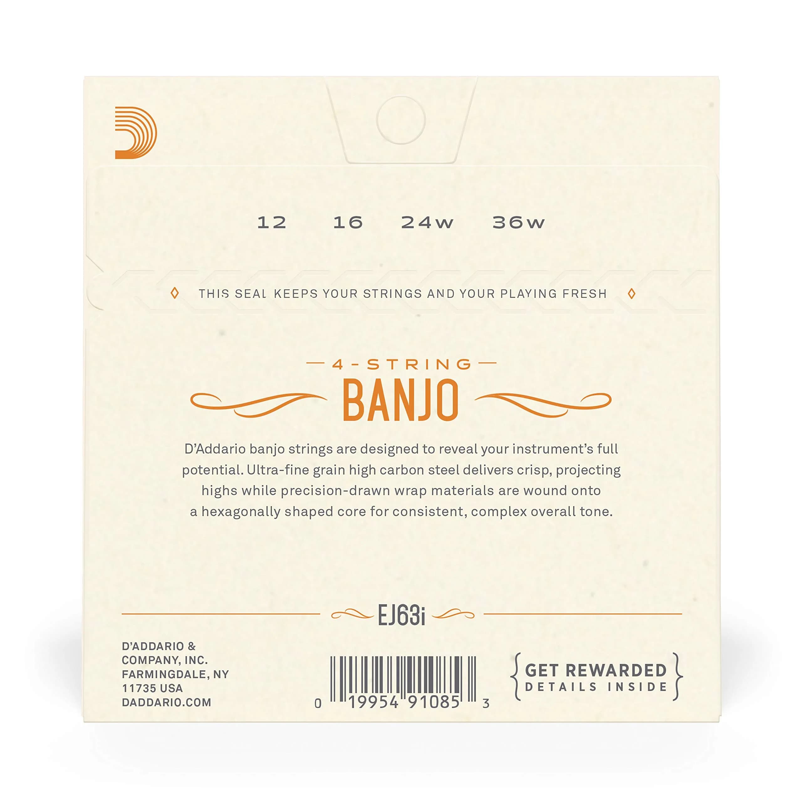 D'Addario EJ63i Irish Tenor Banjo Strings Nickel-Plated Steel 0.30mm (12-36 Gauge) | Warm, Bright Tone - view 3
