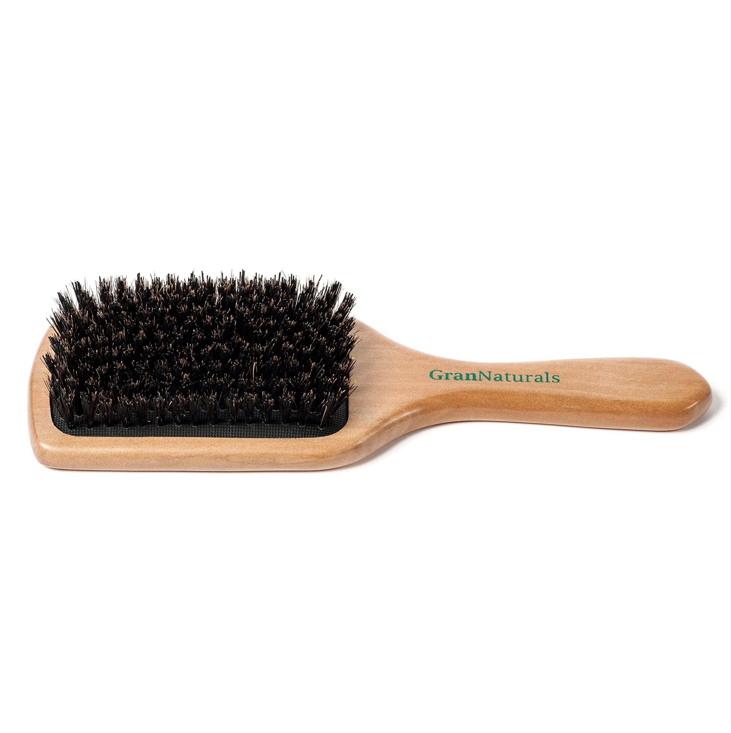 GranNaturals Boar Bristle Paddle Hair Brush | Natural Wooden Large Flat Square for Fine, Thin, Straight Hair - view 9