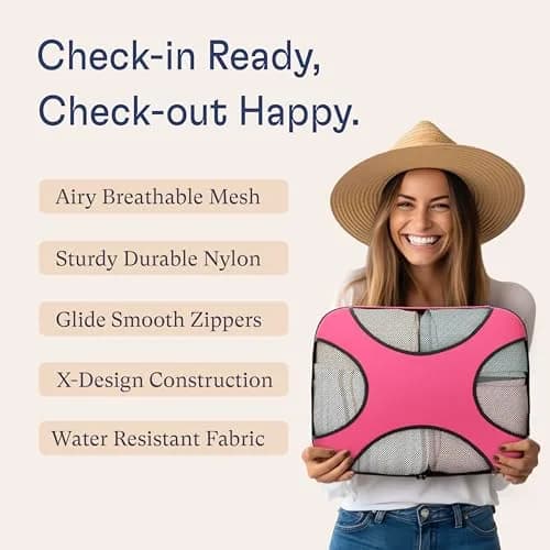 Shacke 5 Set Packing Cubes for Travel with Laundry Bag (Precious Pink) | Water-Resistant Nylon, 4 Deep Cubes, Laundry Separator thumbnail 5