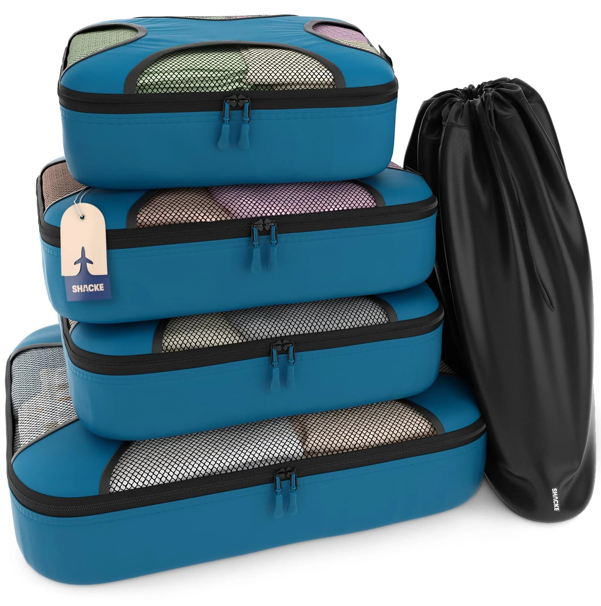 Shacke 5-Piece Packing Cubes Set in Gentlemen's Blue | Travel Luggage Organizers with Laundry Bag - main product image
