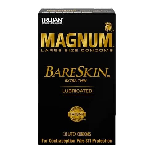 Trojan Magnum Bareskin Large Size Condoms 10 Count | Thinnest Magnum for Heightened Sensitivity thumbnail 1