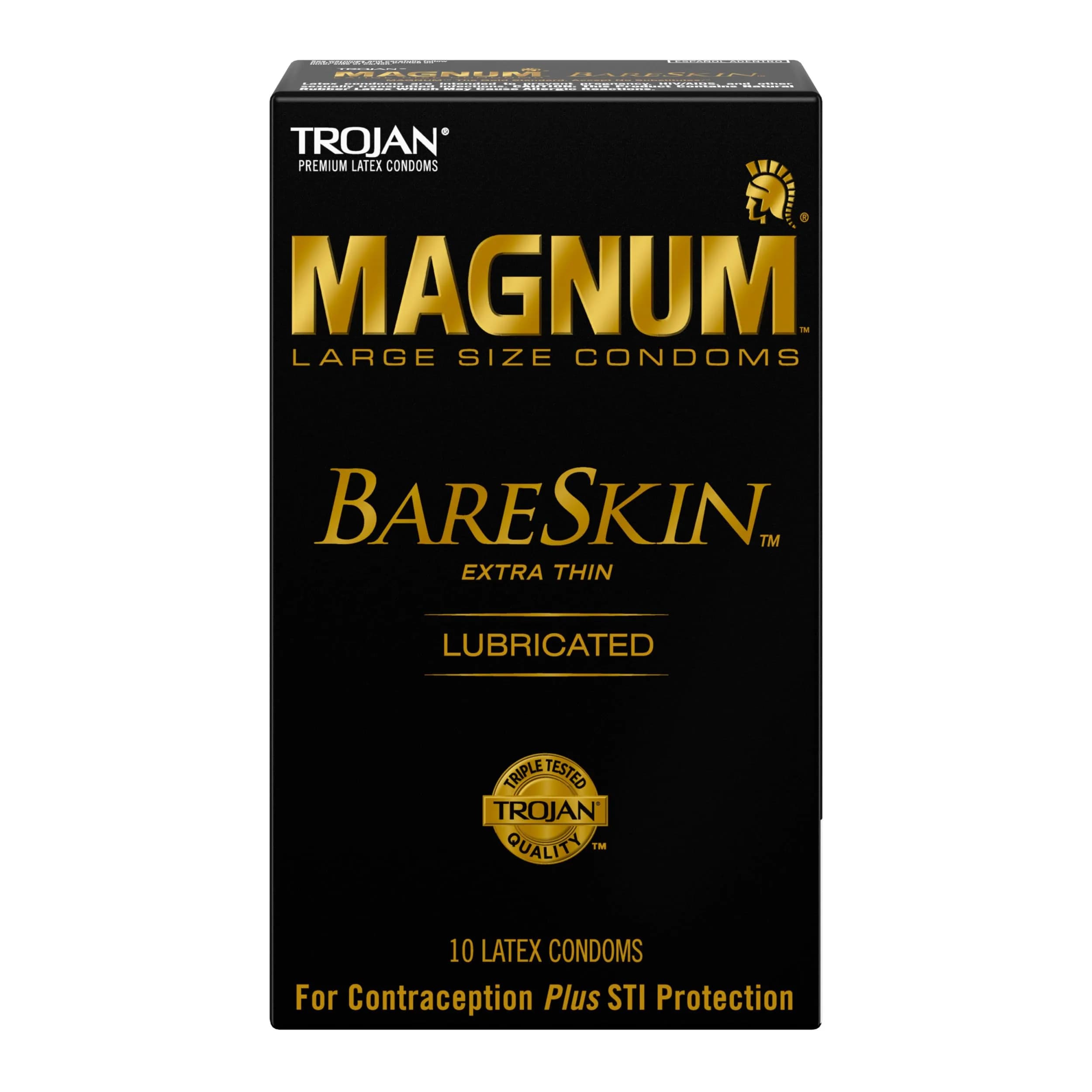Trojan Magnum Bareskin Large Size Condoms 10 Count | Thinnest Magnum for Heightened Sensitivity - main product image