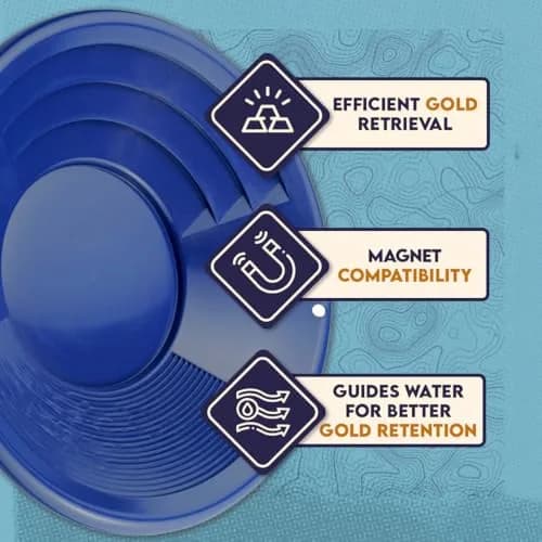 SE 14 Inch Gold Panning Pan with Dual Riffles | Blue Plastic Mining Tool thumbnail 6