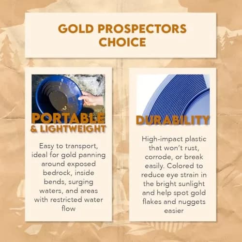 SE 14 Inch Gold Panning Pan with Dual Riffles | Blue Plastic Mining Tool thumbnail 7