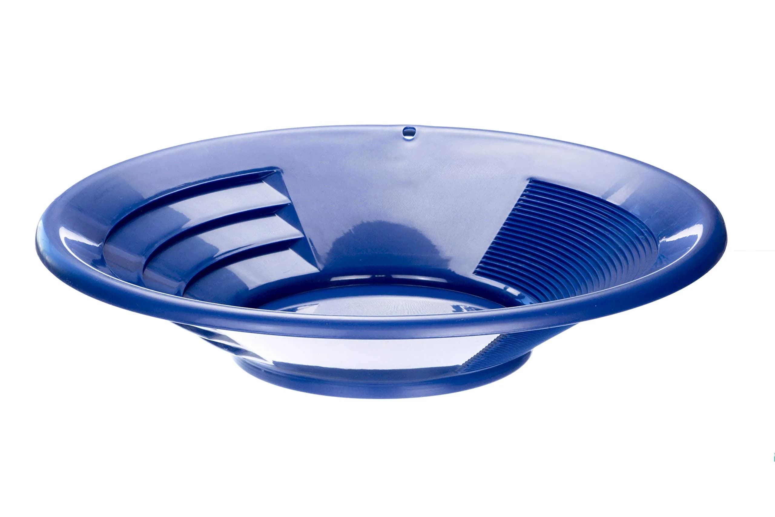 SE 14 Inch Gold Panning Pan with Dual Riffles | Blue Plastic Mining Tool - view 4