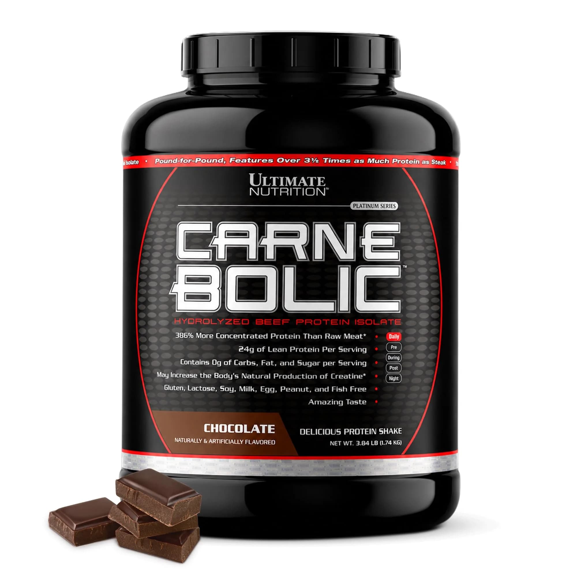 Ultimate Nutrition CarneBOLIC Beef Protein Isolate, Chocolate, 4 lb | Hydrolyzed Beef Protein for Muscle & Power — Chocolate