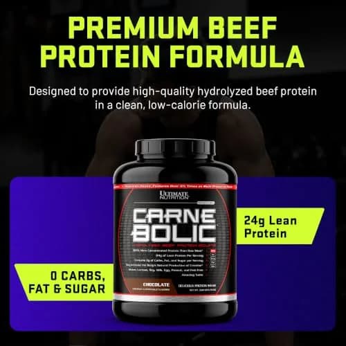 Ultimate Nutrition CarneBOLIC Beef Protein Isolate, Chocolate, 4 lb | Hydrolyzed Beef Protein for Muscle & Power thumbnail 3