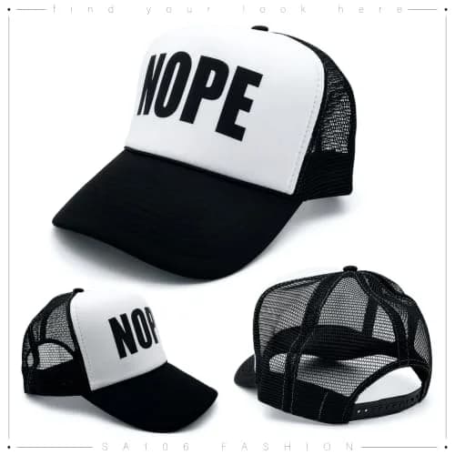 SA106 Mens Nope Ironic Funny Slogan Hipster Snap Back Cap Cotton Mesh Trucker Hat | Casual Sarcastic Style (70-120 chars) thumbnail 6