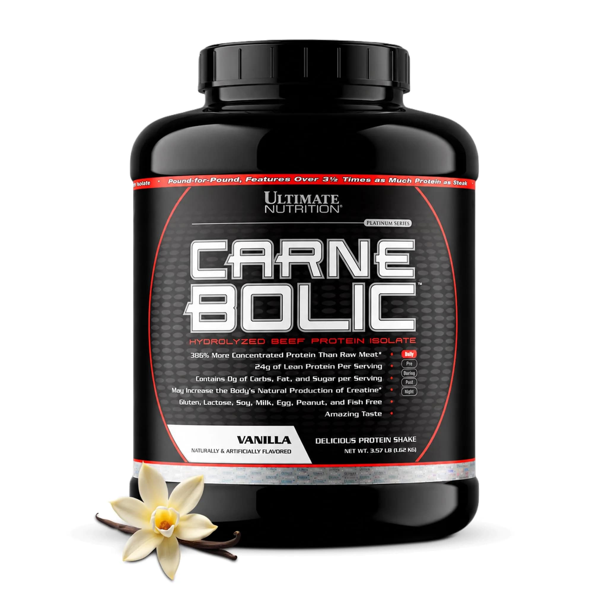 Ultimate Nutrition CarneBOLIC Hydrolyzed Beef Protein Isolate, Vanilla, 4 lb | 24g Protein, Dairy-Free, Zero Carb