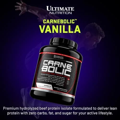 Ultimate Nutrition CarneBOLIC Hydrolyzed Beef Protein Isolate, Vanilla, 4 lb | 24g Protein, Dairy-Free, Zero Carb thumbnail 2