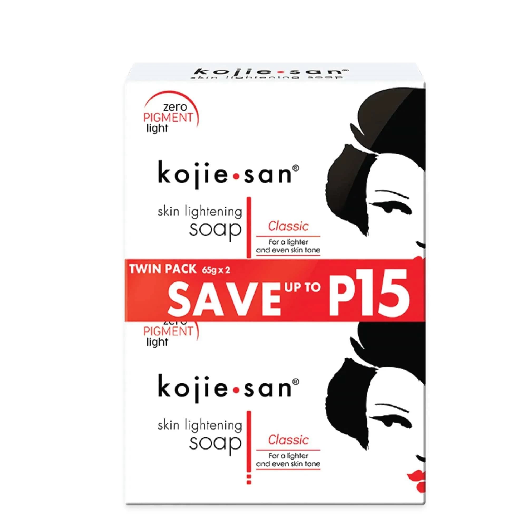 Kojie San Skin Brightening Bar Soap 130g (65g x 2) | Original Kojic Acid, Dark Spot Remover with Glycerin & Tea Tree Oil - main product image