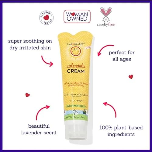 California Baby Calendula Cream | 100% Plant-Based Moisturizer | Lavender Baby Lotion | Face Moisturizer For Dry Skin | Hypoallergenic | 1.8 oz / 51g thumbnail 3