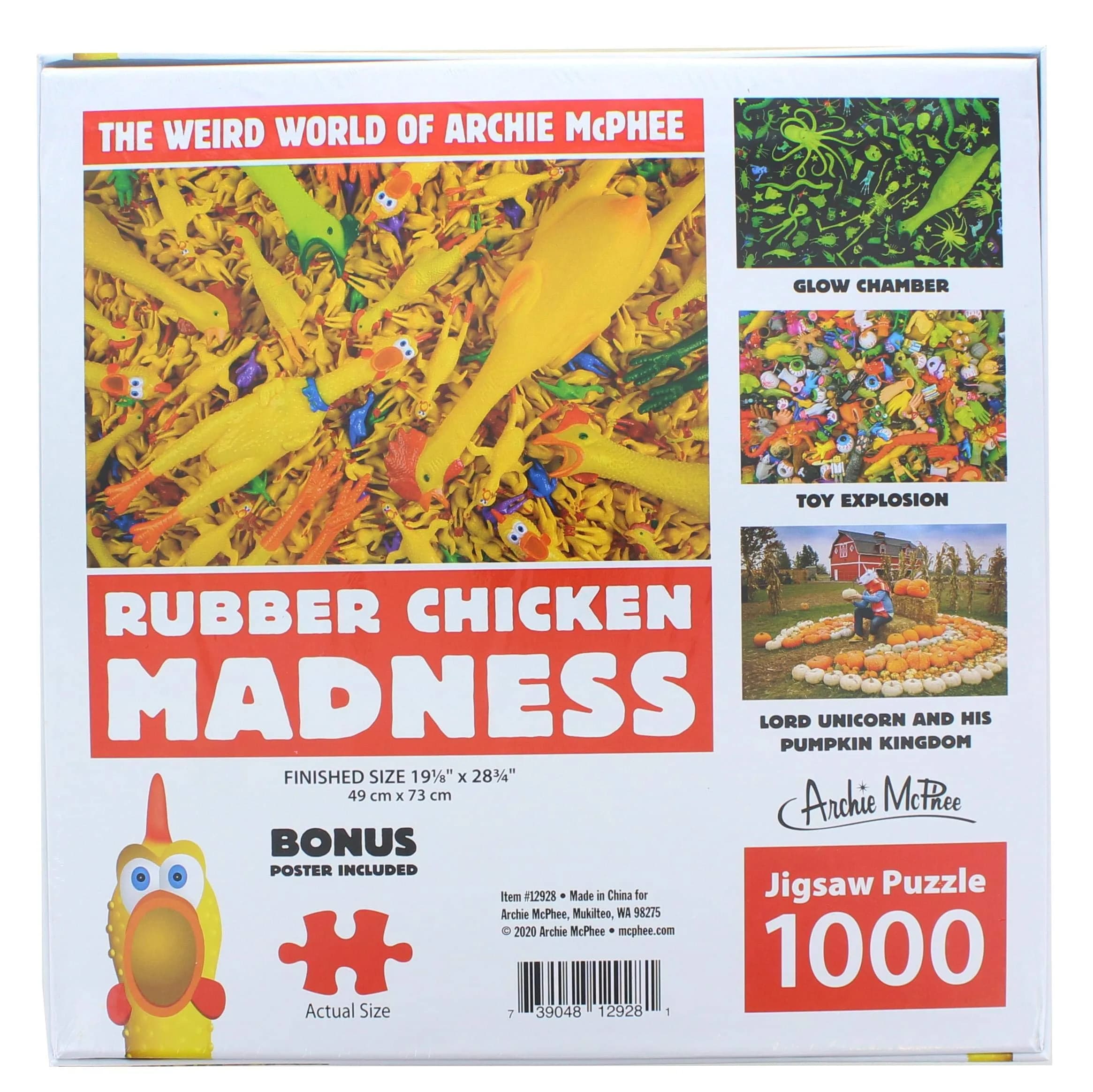 Accoutrements Rubber Chicken Madness Jigsaw Puzzle 1000 Pieces | Challenging Textures for Ages 10+ - view 3