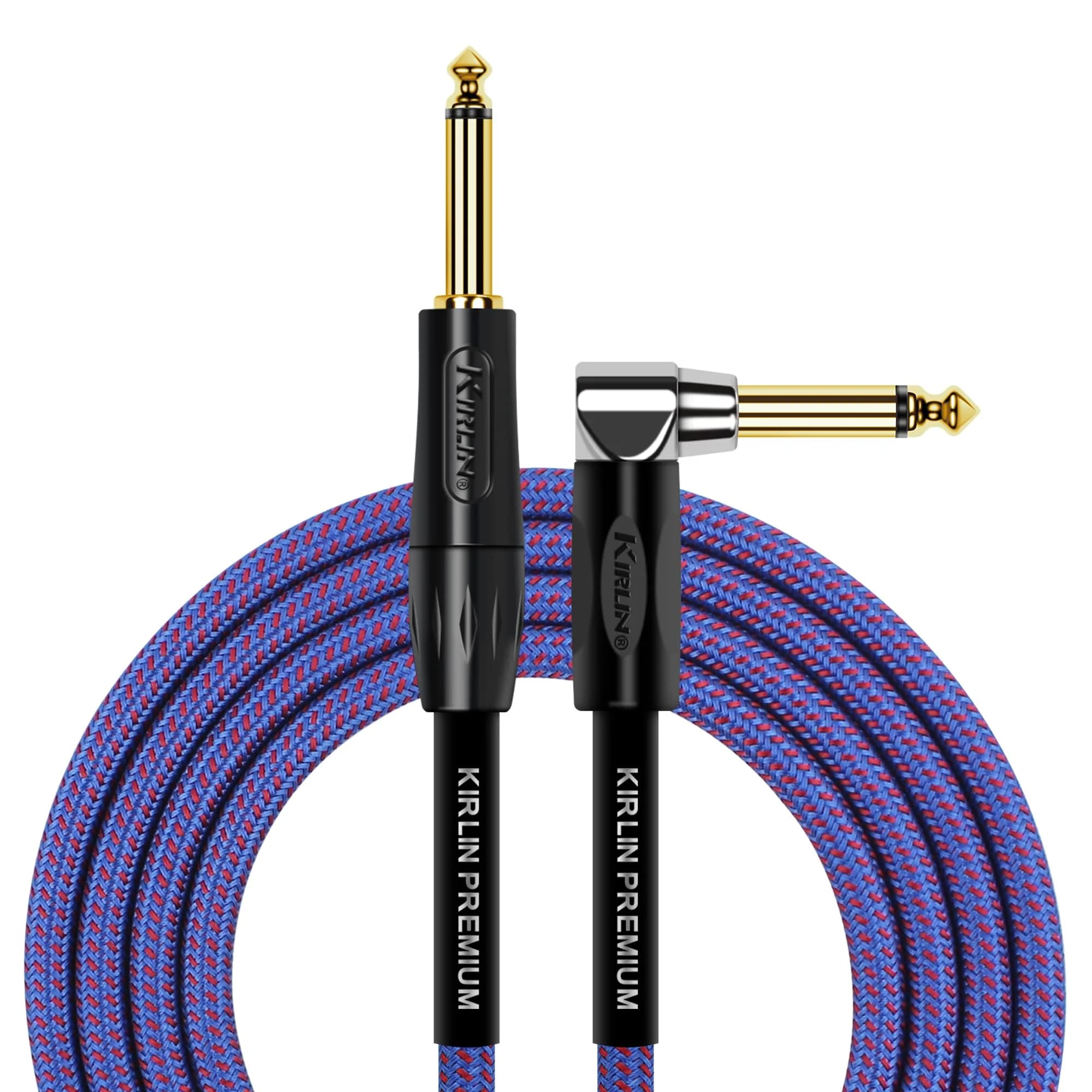 Kirlin Instrument Cable 20 ft Royal Blue Tweed Woven | Heavy Duty 1/4'' Connectors