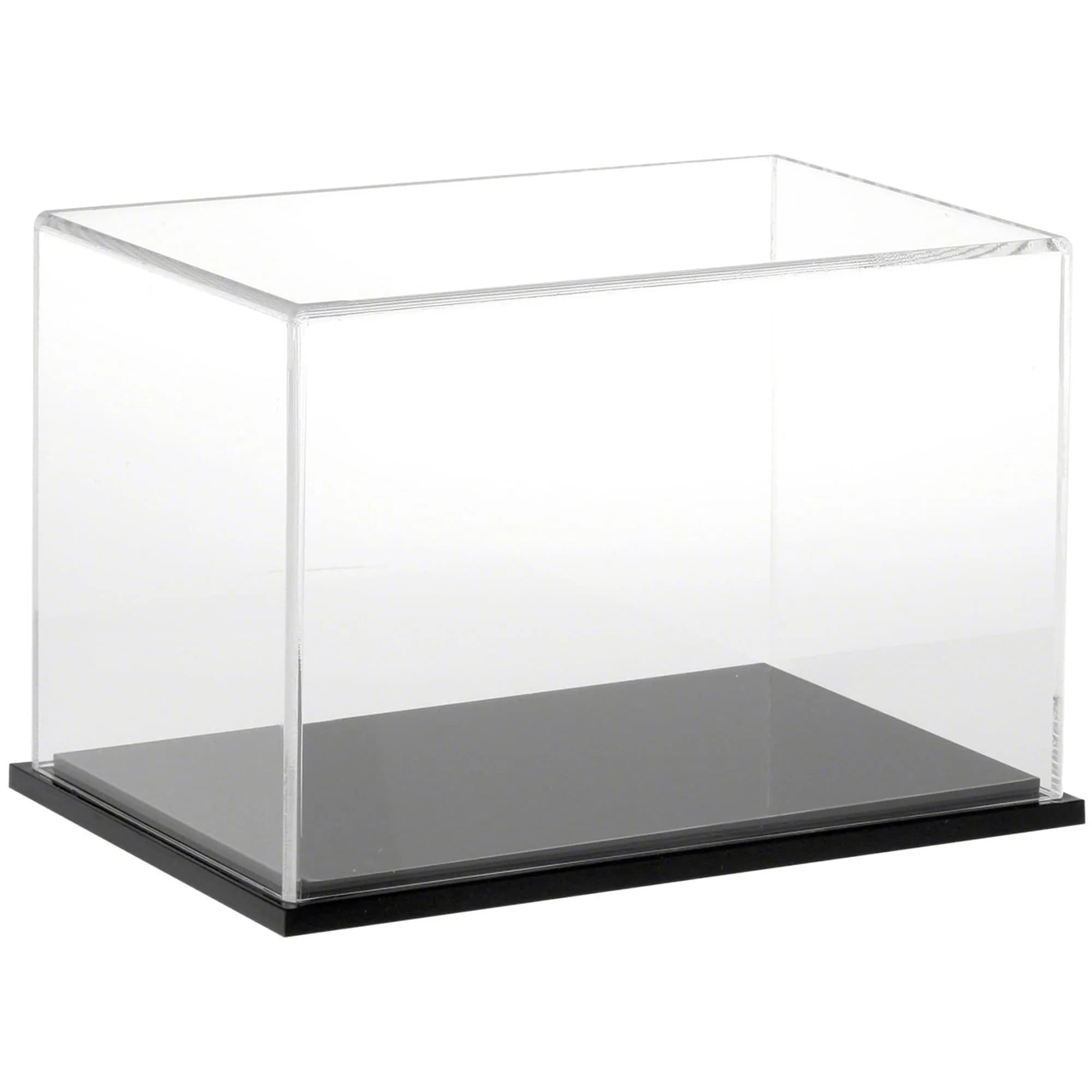 Plymor Clear Acrylic Display Case with Black Base 9" W x 6" D x 6" H | Modern Showcase for Collectibles