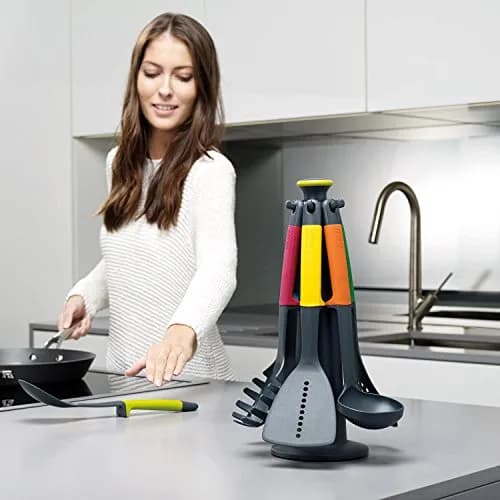 Joseph Joseph Carousel Nylon Kitchen Utensil Set with Rotating Stand | 6 Non-Stick Tools, Multicolor thumbnail 2