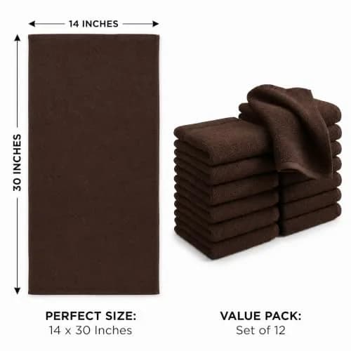 HUINI Microfiber Salon Towels, Brown, 12 Pack, 14 x 30 in | Ultra-Soft & Absorbent Hair Drying Towels thumbnail 2
