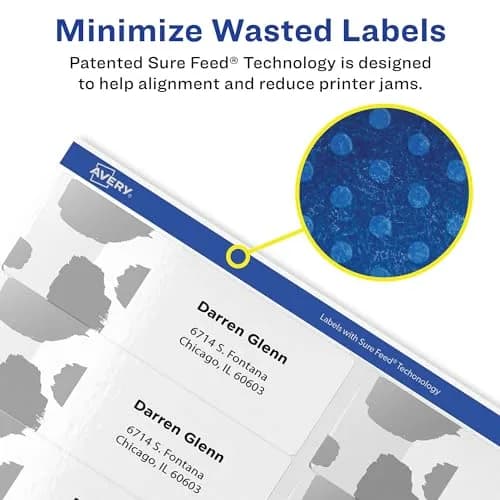 Avery Mailing Address Labels Laser Printers 1,400 Labels 1-1/3 x 4 Permanent Adhesive 5 Packs thumbnail 2