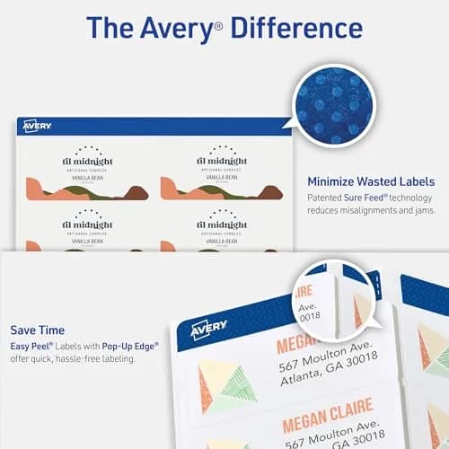 Avery Printable Shipping Labels with Sure Feed 2" x 4" | Customizable Matte Clear Labels for Mailing & Shipping thumbnail 2